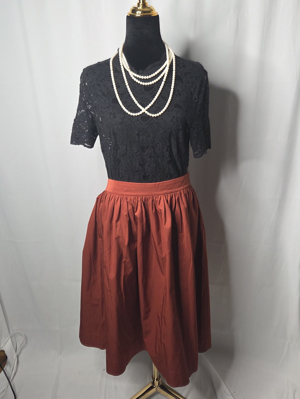 Zara Rust Gathered Midi Skirt – Size L